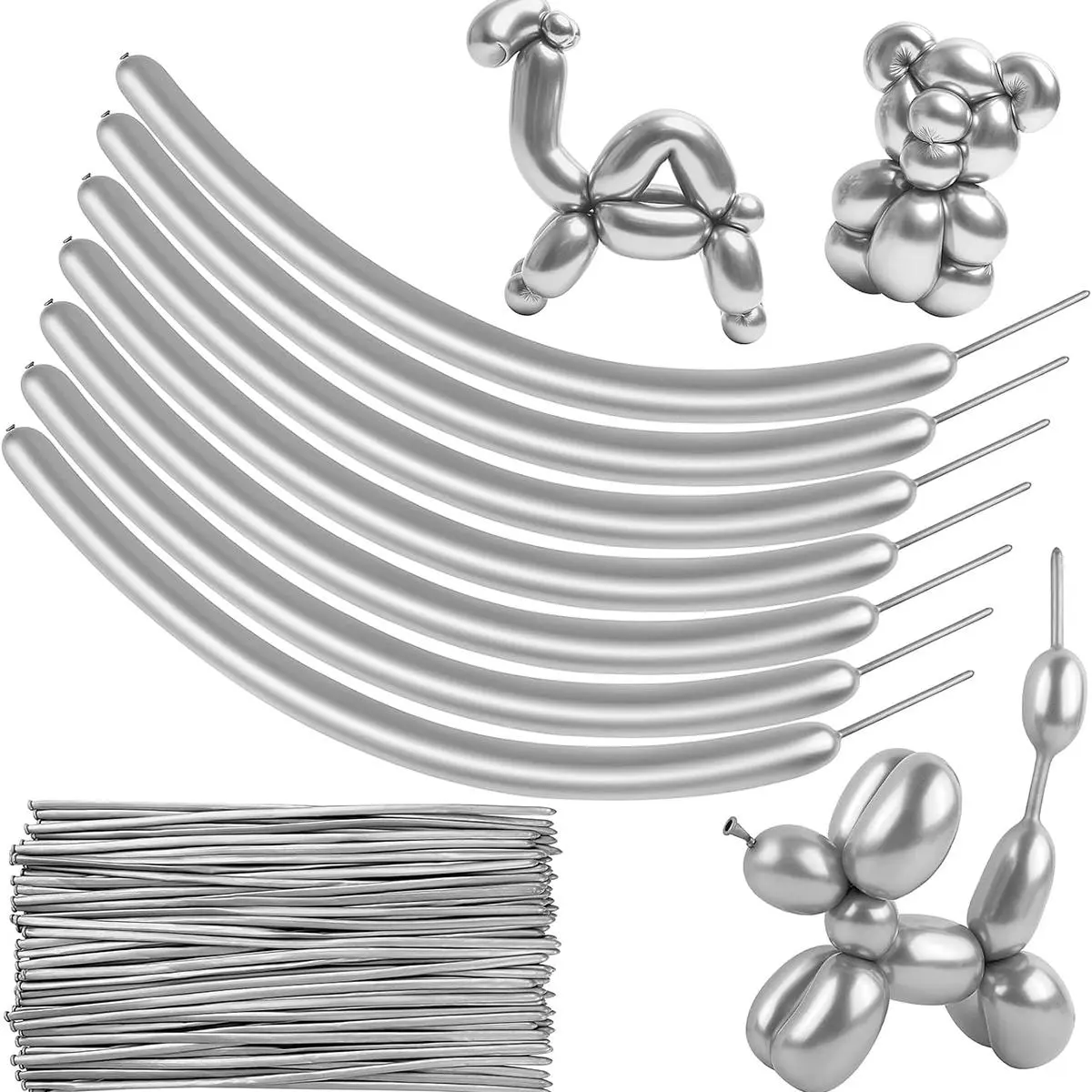 Metallic Balloon Set, 100pcs/set Long Balloon, Twisting Balloon, DIY Balloon for Holiday Party Birthday Wedding Decoration
