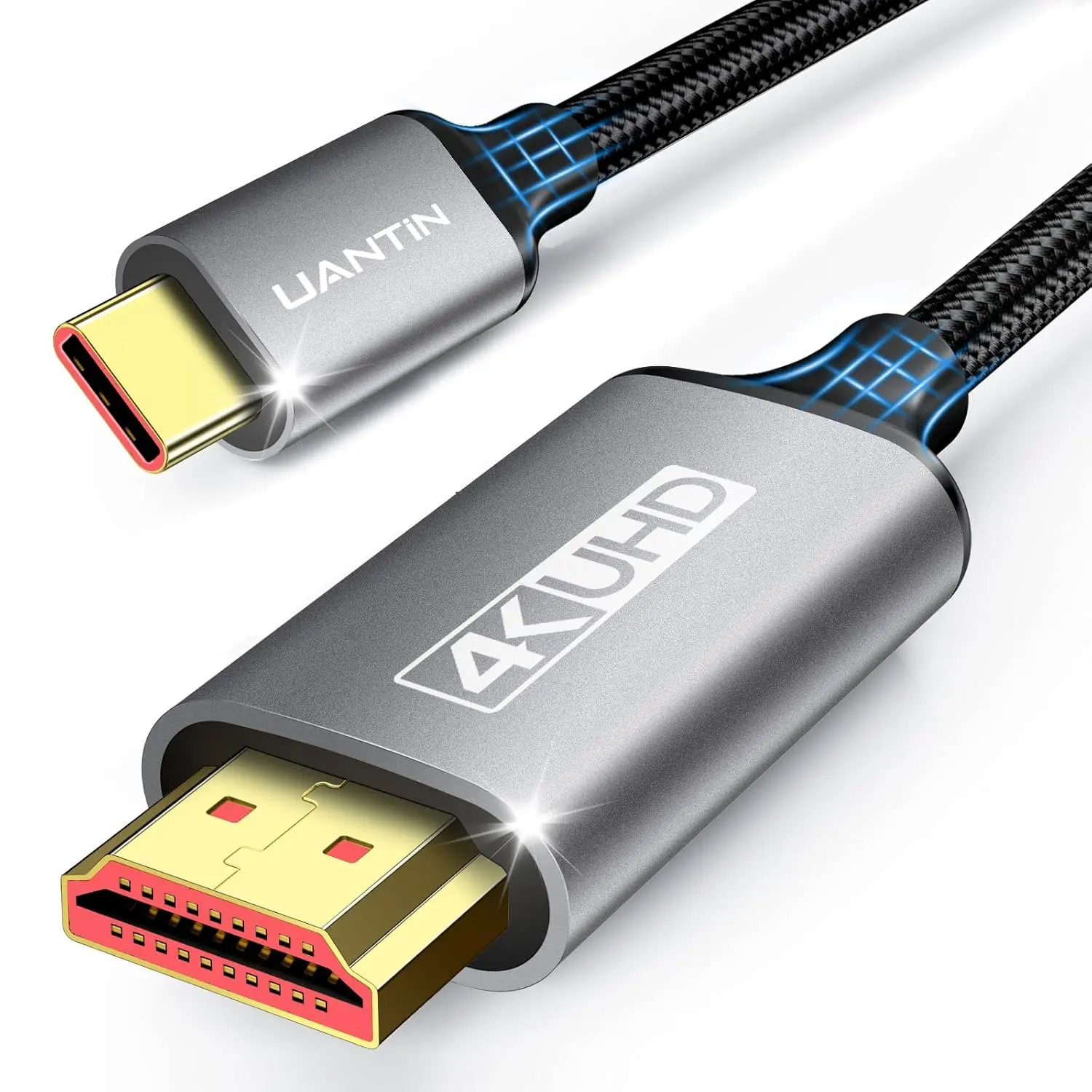 UANTIN USB C to HDMI Cable 6Ft for Home Office | 4K High-Speed USB 3.1 Type-C to HDMI Cord [Thunderbolt 3/4/5 Compatible] with MacBook Neo, Galaxy S9 to S25, iPhone 17/16 Pro/Max, iPad Pro, Surface