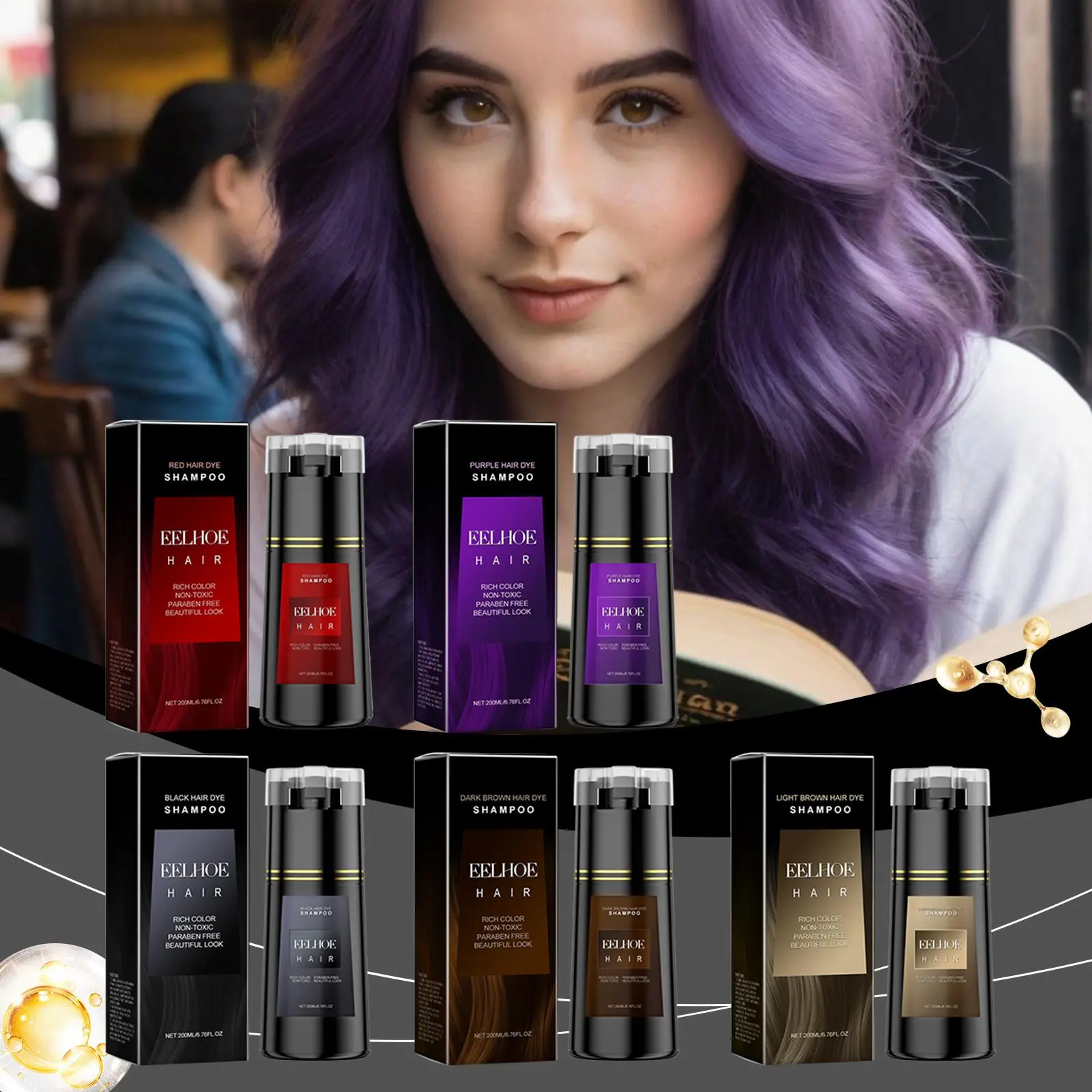 200 ml Instant Hair Dye Shampoo with Plant Extracts - Hair Care Multi-Color DIY Temporary Color, Gentle Gray Coverage 2-in-1 Shampoo & Conditioner (Black/Brown) Rand Co