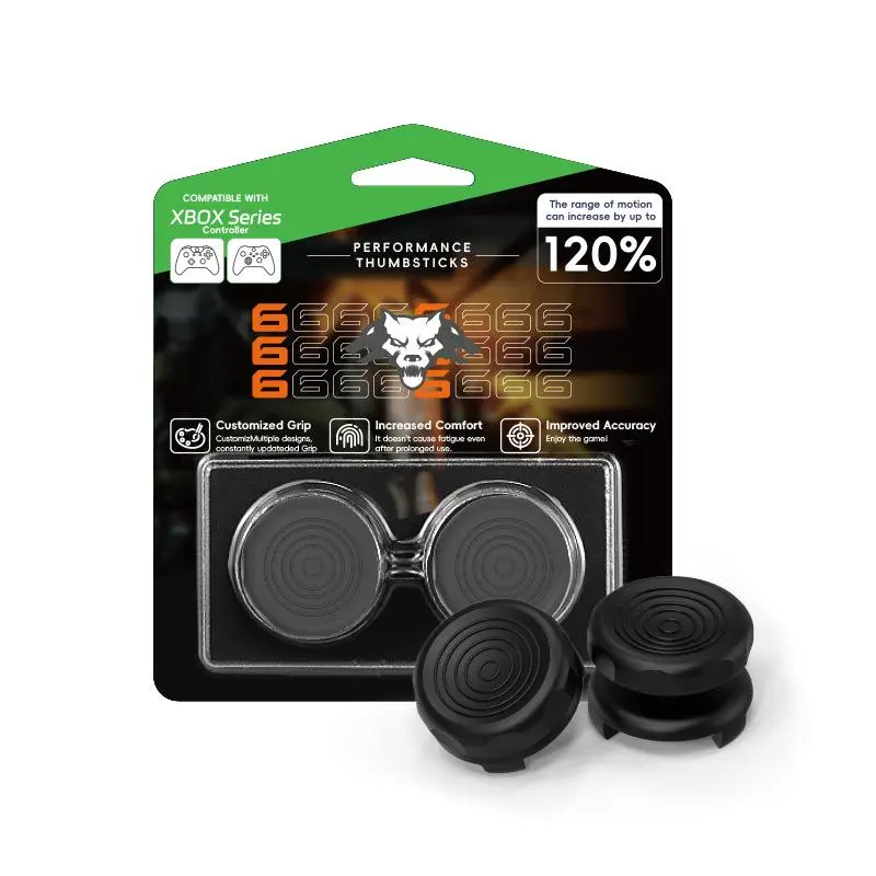 PS4/PS5 Black FPS Thumb Grip Set Joystick Cap Analog Stick Cap,  No-Slip Thumb Grips, 1 High Rise, 1 Mid Rise, Compatible with PS5/PS4 Controller/Console Gaming Products Smartphone