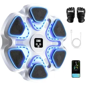 Music Boxing Machine,Smart Boxing Machine for Adults & Kids,Boxing Training Machine with Boxing Gloves, Music Playback Boxing Workout Equipment Target for Home, Office, Gym (W-Blue)