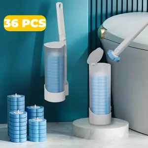 Disposable Toilet Brush with 36pcs Cleaner Refills, Toilet Bowl Wand Holder Set, Bathroom Cleaning System for Sink Bathtub Drain Wash Basin Urinal, Wall-Mount Scrubbing Toilet Brush Bathroom Cleaning Kit Cleaning Supplies for Home