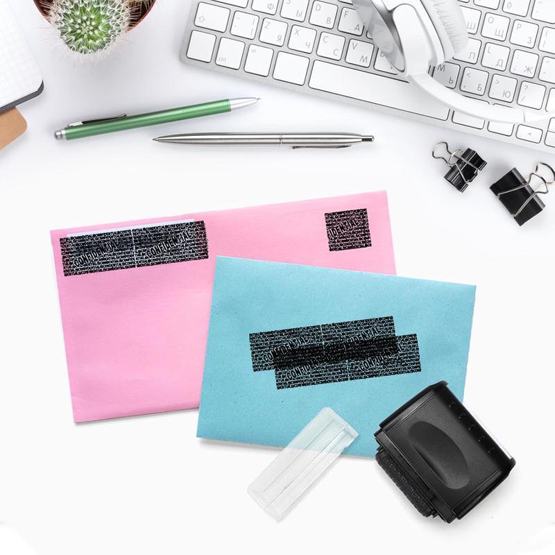2-Pack Privacy Protection Security Roller Stamp - Wide Identity Theft Guard for Address & Billing Info - 100m Long-Lasting ID Blocker - Essential Home & Office Mailing Supplies，home office organization supplies security