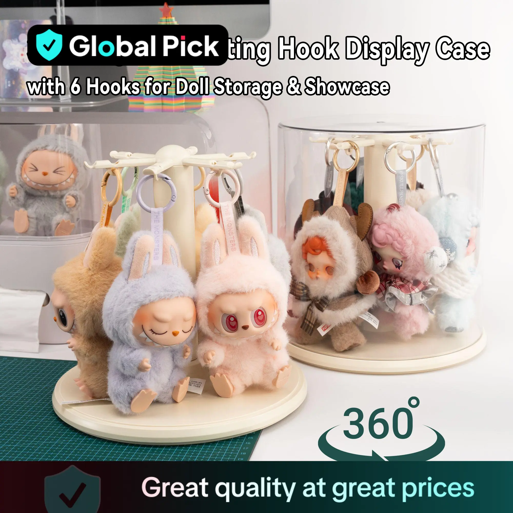 Rotating Display Box, 1 Count Clear Dustproof Display Box for Keychain, Watch, Jewelry, Home Organizer for Living Room Bedroom Study Room