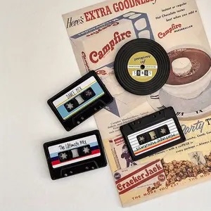 Vintage Tape Refrigerator Magnets Set of 4, Colorful Resin Practical Durable Decorative Fridge Magnets for Home Kitchen Bathroom Office Decor, Music Lover Gift Idea