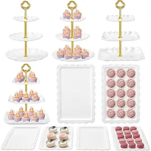Dessert Cupcake Stand, 10pcs Dessert Table Display Set, 3 Tiered Cup Cake Holder Stand Riser& Cookie Serving Trays for Wedding, Tea, Birthday, Baby Shower