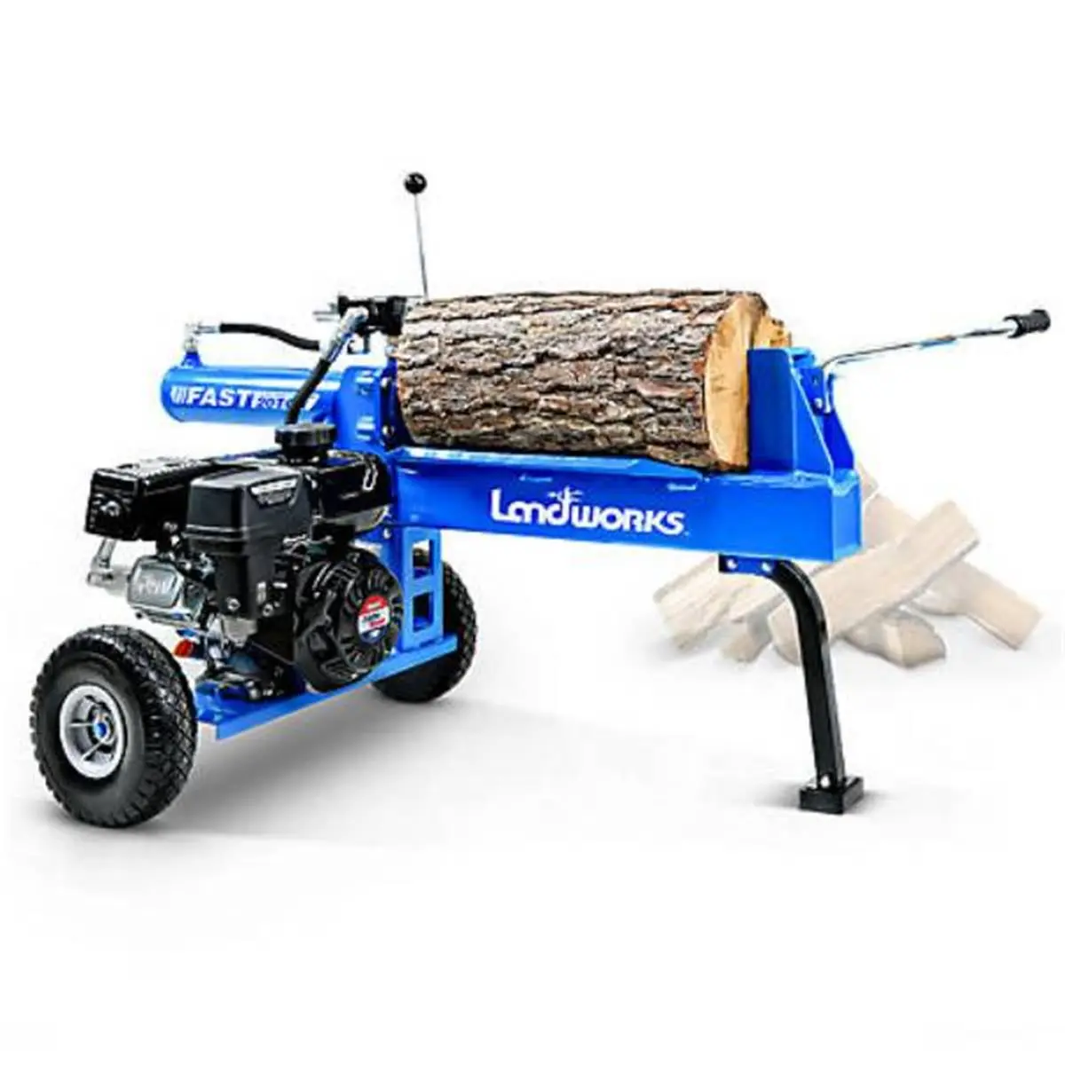 Landworks 7 HP 4-Stroke Gas-Powered Hydraulic Log Splitter, 0.74 Gal Fuel Capacity, 10 in. Tire Size, 10-Inch Sturdy Transport Wheels, 143.3 lbs Weight, 20-Ton Rated System
