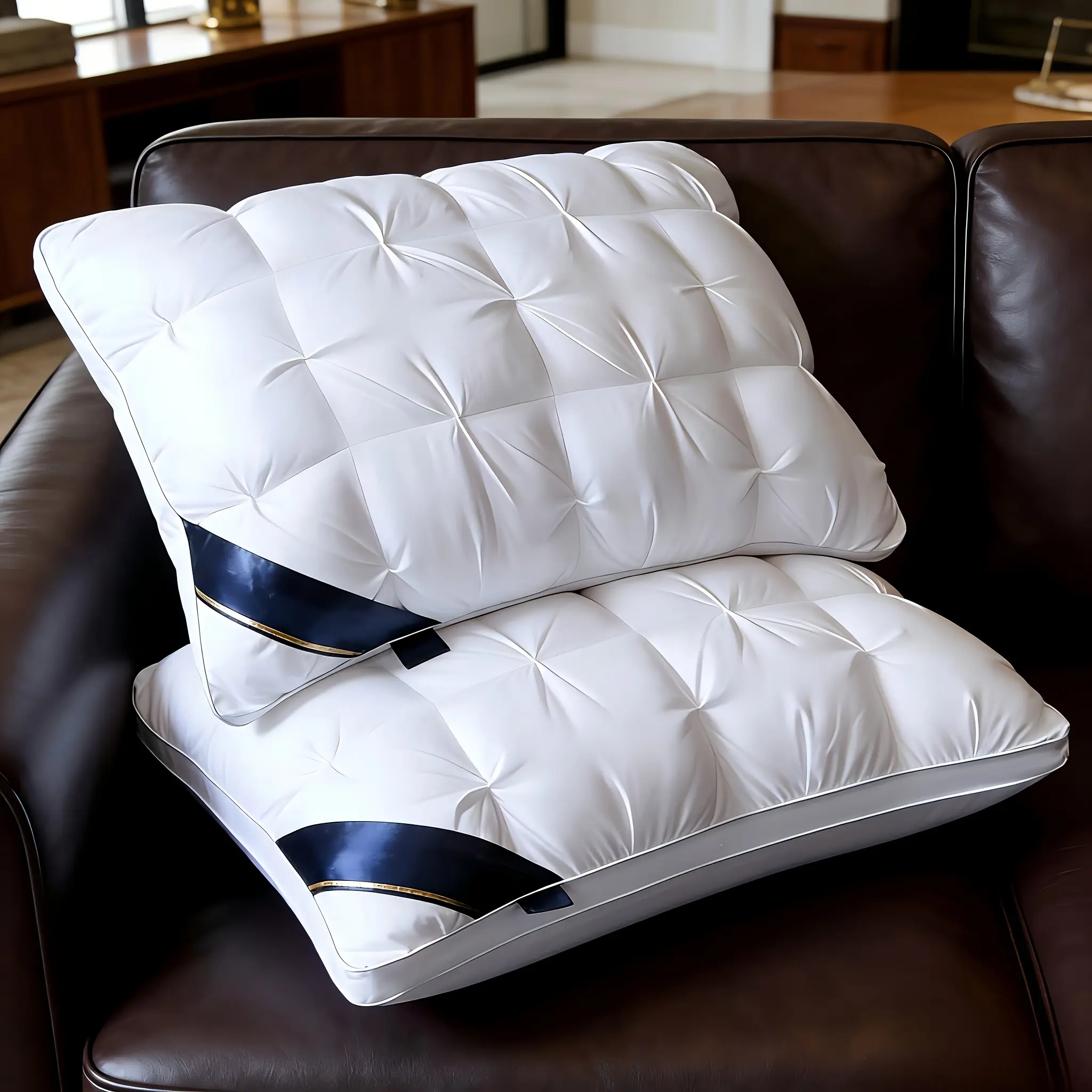 2Pcs Luxury Hotel Cervical Pillows, High Elastic Support for Deep Sleep, Hypoallergenic Breathable Quilt Set Neck Quality Marshmallow Comforter Dual-Height Slow-Rebound Memory Foam Cooling Ergonomic cold Lavender Aromatherapy Adjustable Headboard Wedge Su