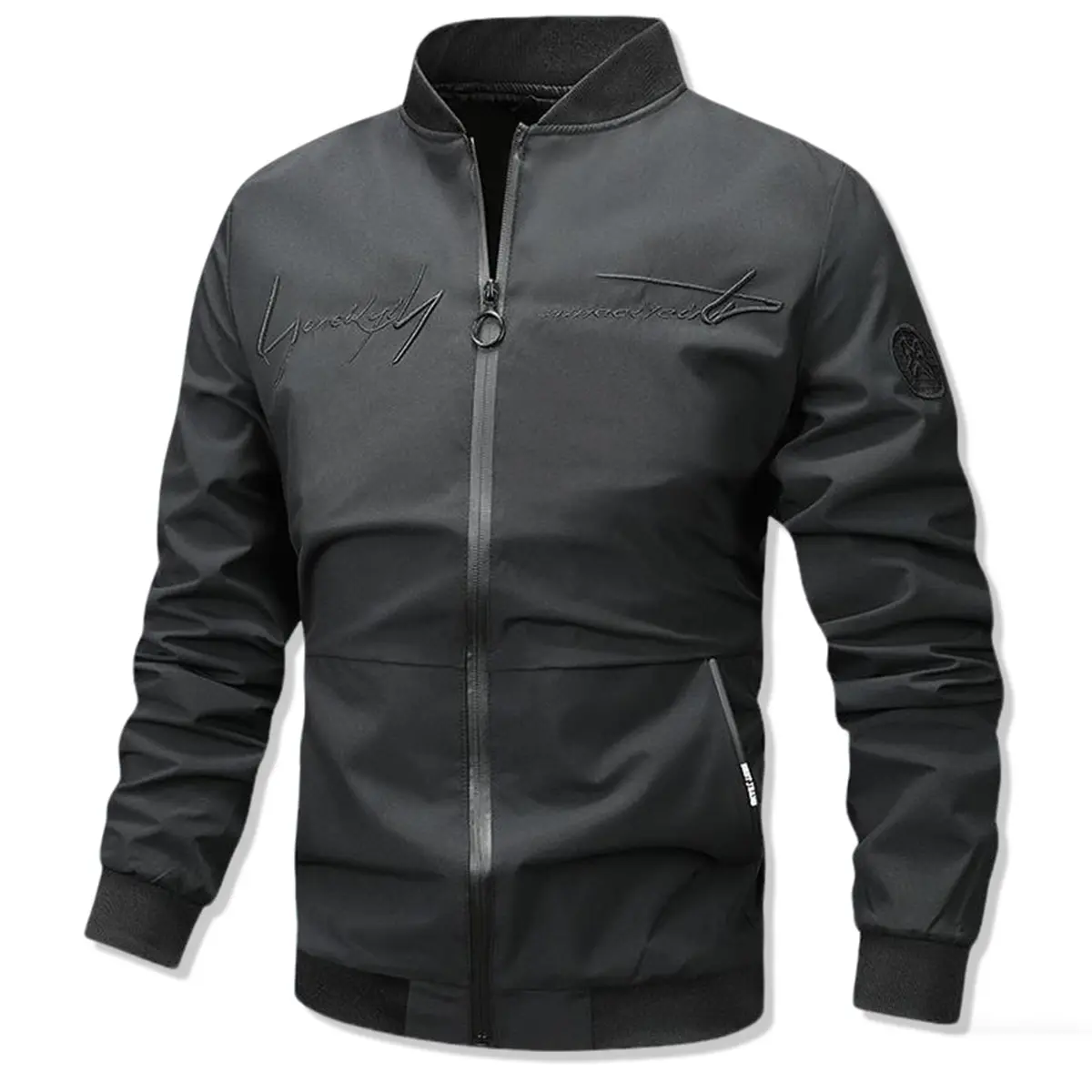 Men's Lightweight Casual Flight Jacket, Plain All-Season Coat with Long Sleeves and Zippered Front, Athletic Menswear