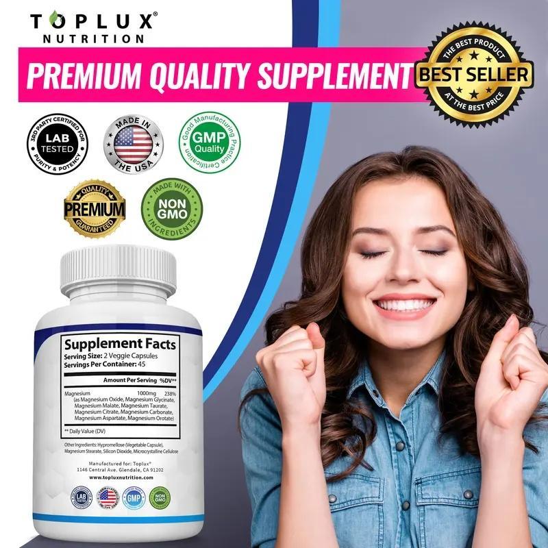Toplux Magnesium Complex 8 Essential Magnesium Supplement 1000mg Capsule Wellness Dietary