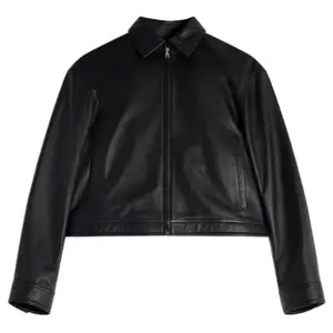 Sable Lambskin Zippered Cropped Jacket