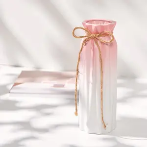 Pink Gradient Ceramic Vase, INS Style Vase for Dried & Fresh Flowers, Table Decor for Living Room & Office, Home Decoration Ornament, Decorative Vase, Perfect Gift for Valentine's Day & Mother's Day, Indoor & Outdoor Use