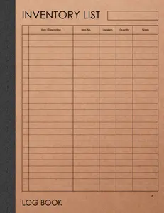 Inventory List Log Book: 120 pages , 8.5 x 11 inches ( large size ) , Brown craft paper style cover : Simple Inventory Log Book for Home Based Small Business