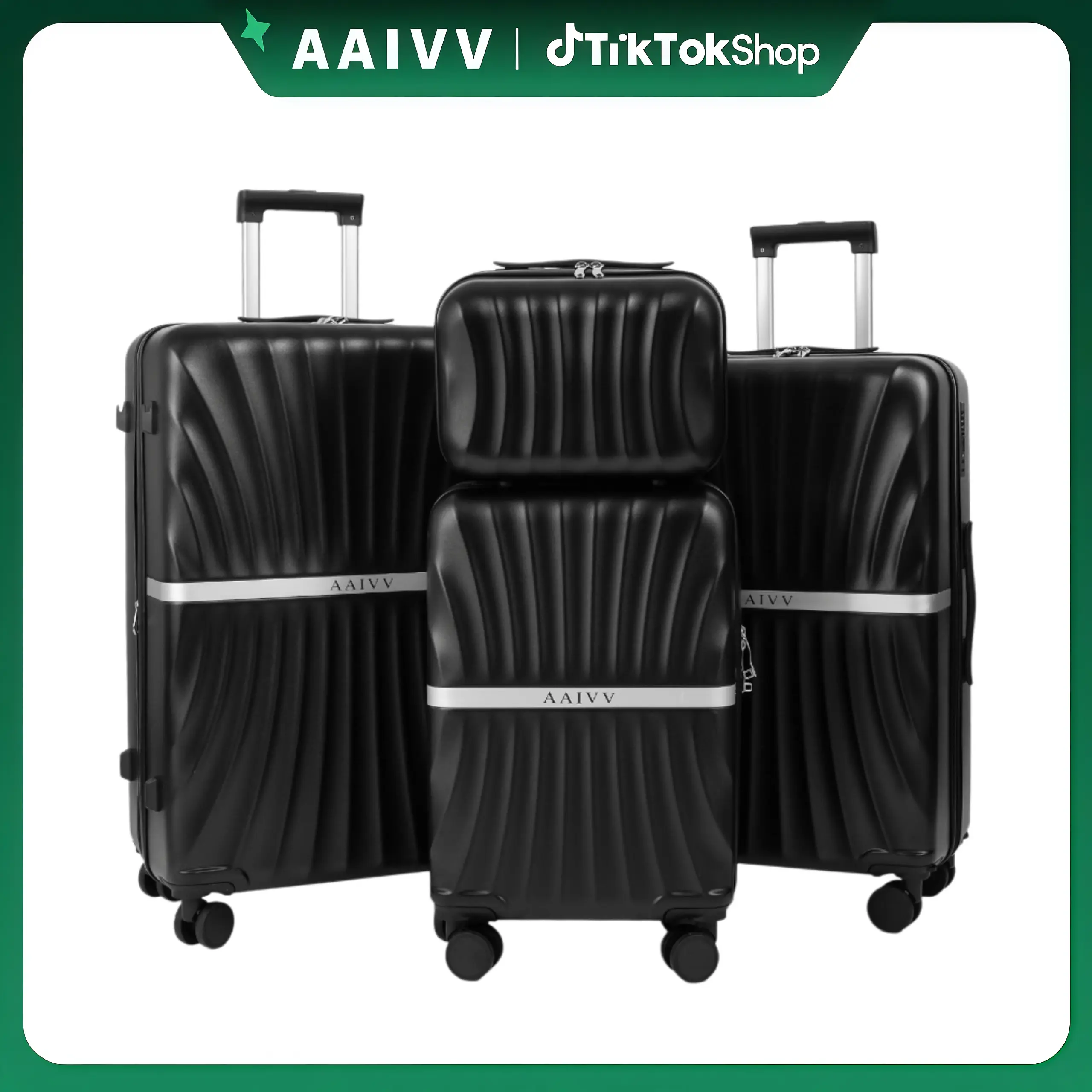 AAIVV 4-Piece Luggage Set, Lightweight Durable Expandable ABS Hardshell Suitcases (13/20/26/28in) with TSA Lock, USB Charging Port, Cup Holder, Spinner Wheels for Family Travel, Back to School (TSA-Proof, Lock, Rigid, Durable Luggage Sets), Tsa-Proof Lugg