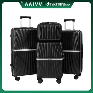 AAIVV 4-Piece Luggage Set, Lightweight Durable Expandable ABS Hardshell Suitcases with TSA Lock, USB Charging Port, Cup Holder, Spinner Wheels (13/20/26/28in) for Back to School, Family Travel, Aaivv Luggage Sets