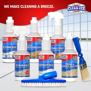 Grout-Eez Tile Cleaner with Brush 32 oz Stain Remover for Ceramic Porcelain Surfaces Safe for Colored Grout Not for Natural Stone