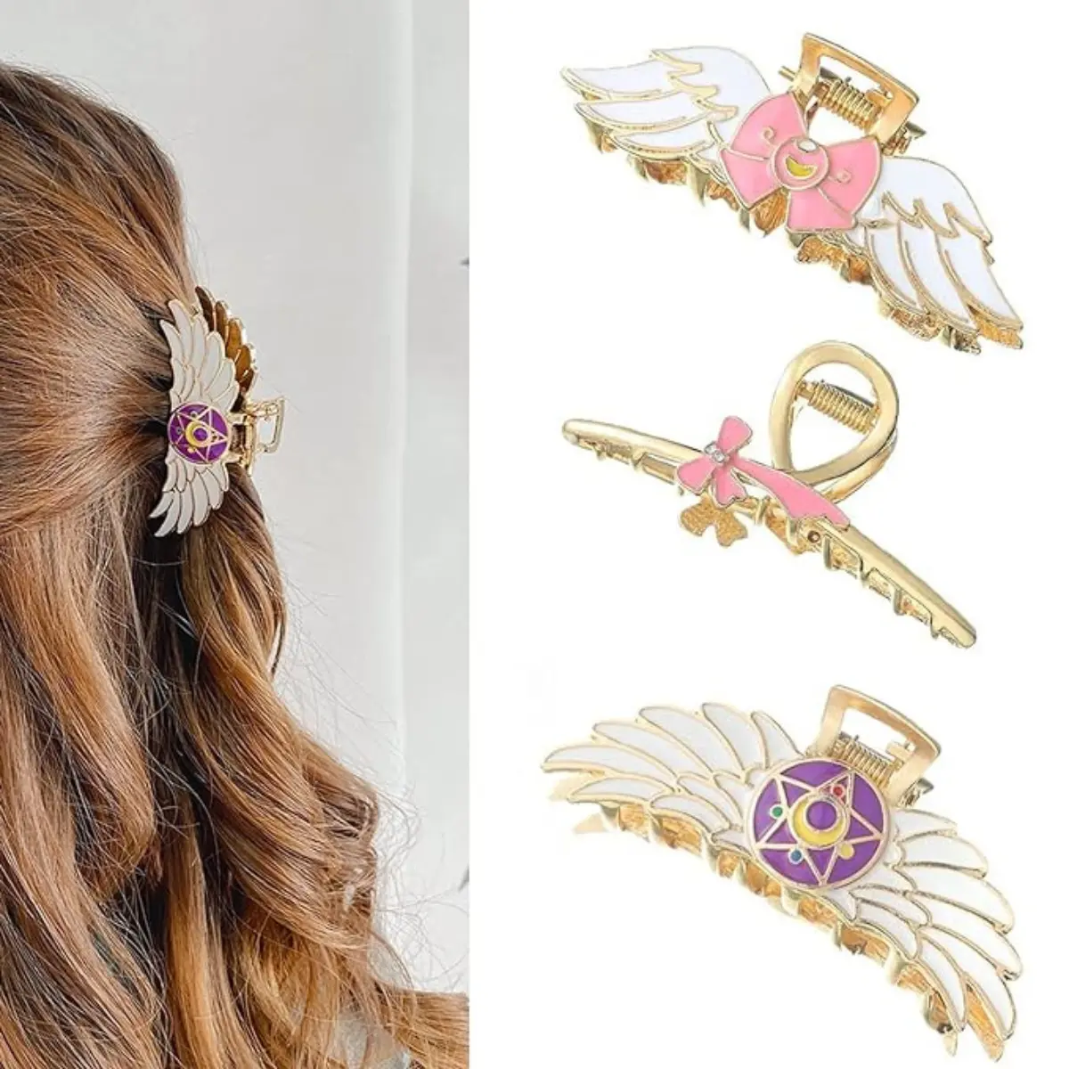 Anime Hair Claw Clips Set for Women Girls-Cute Butterfly Metal Hair Accessories Hair Claw-Cartoon Gifts For Fans Girls Women (3 pcs Anime HairClips)