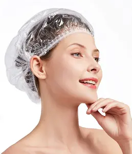 OMWAH 100 PCS Disposable Shower Caps Large Clear Waterproof Processing Conditioning Plastics Elastic Shower Cap For Kids, Girls, Travel, Spa, Hotel, and Home Use (100 PCS) Cover