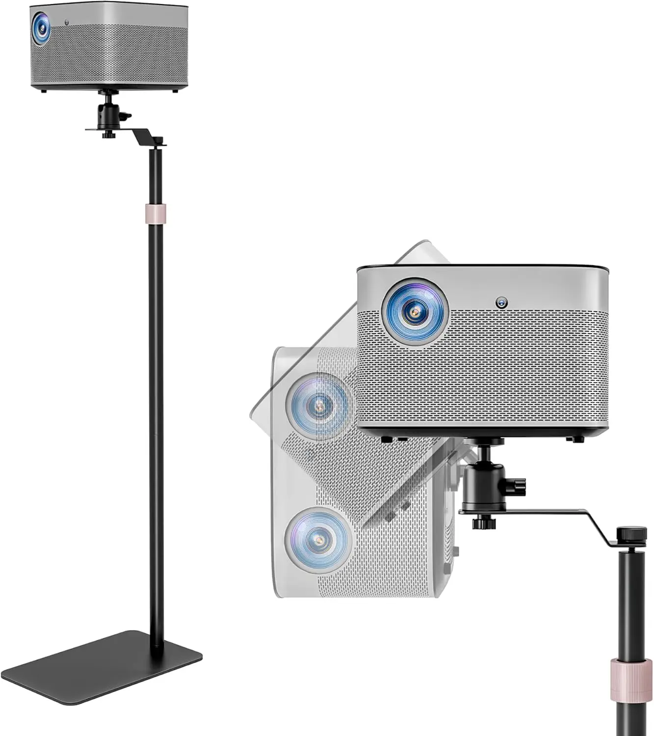 PEGZONE Projector Stand -Height Adjustable Floor Stand with 1/4'' Screw Heavy-Duty Steel Base Projector Mount Extends 35" to 48",Compatible with Projector, Camera for Home & Office & Outdoor