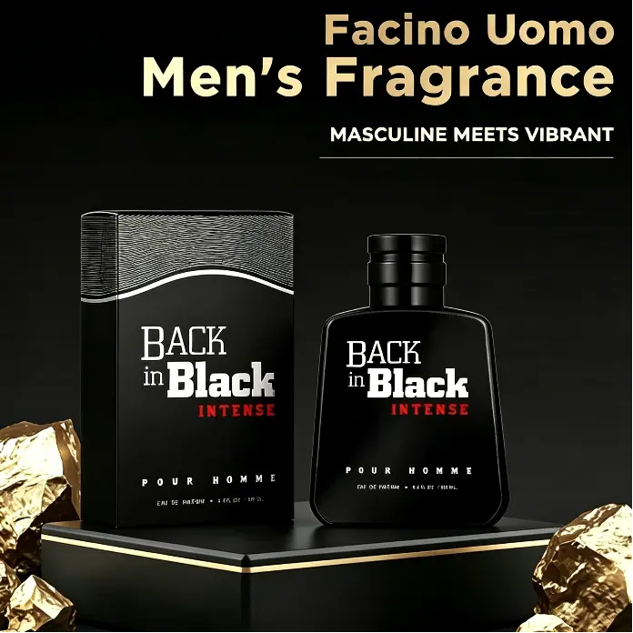 Black Intense Pour Homme Men's Cologne - 100ml (3.4oz) Long-Lasting Woody Masculine Eau de Parfum Spray, Masculine Blend Fragrance, Signature Scent, Premium Scents, Smelling Good, All-Day Wear, Edp Fragrance
