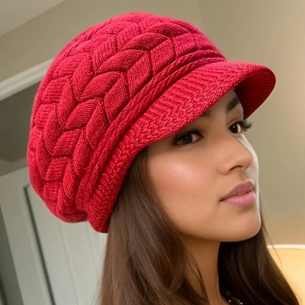 Women's Thick Cable Knit Winter Beanie Hat - Ear Flaps, Fringe Trim, Soft Stretchy Slouchy Bonnet, Heart Design Wool, Unisex Style Western Newsboy, Hair-Friendly Warm Cold Weather Accessory, Machine Washable Casual Outdoor Wear