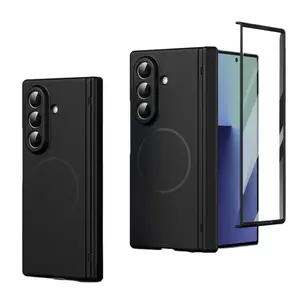Premium Skin-Friendly Magnetic Case for Samsung Galaxy Z Fold 7/6/5/4/3, Built-in Tempered Glass, Wireless Charging Compatible, Hinge Protection & Anti-Slip Design, All-in-One Protective Cover