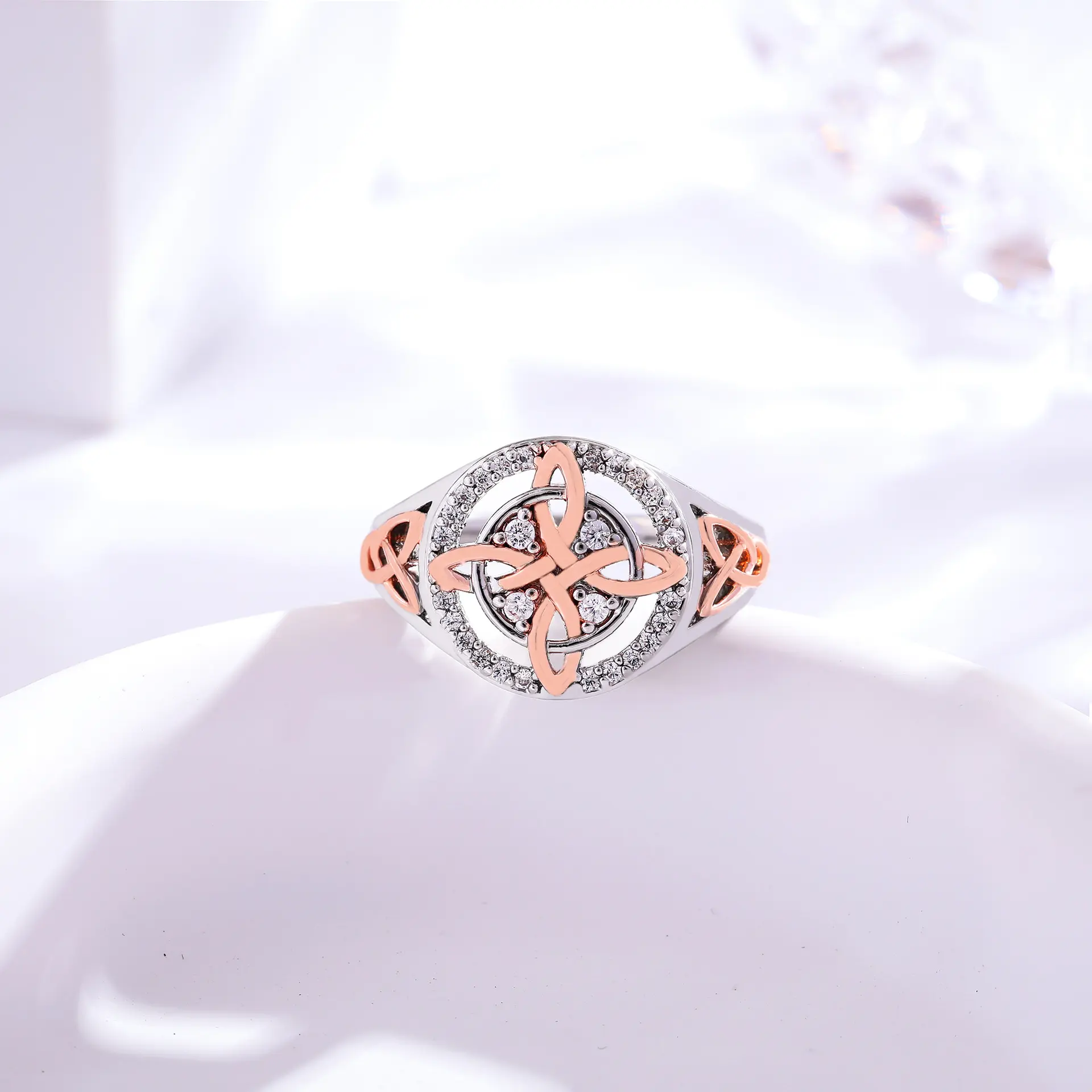 Women's 925 Sterling Silver Protection Witches Knot Ring - Rose Gold Accents, Vintage Witchtok Jewelry, Mystical, Compass Element, Pagan Magic Gift for Daily Intention & Energy Flow, Mystical Rings, Compass Element Rings