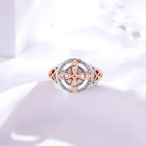 925 Sterling Silver Protection Witches Knot Ring | Rose Gold Accents Vintage Witchtok Jewelry | Pagan Magic Witch Ring Gift for Women Energy Flow Daily Intention