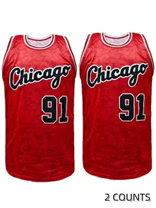Men's Chicago Basketball Jersey, Breathable Sleeveless Basketball Sports Jersey, Basketball Training Competition Sports Uniforms for Men