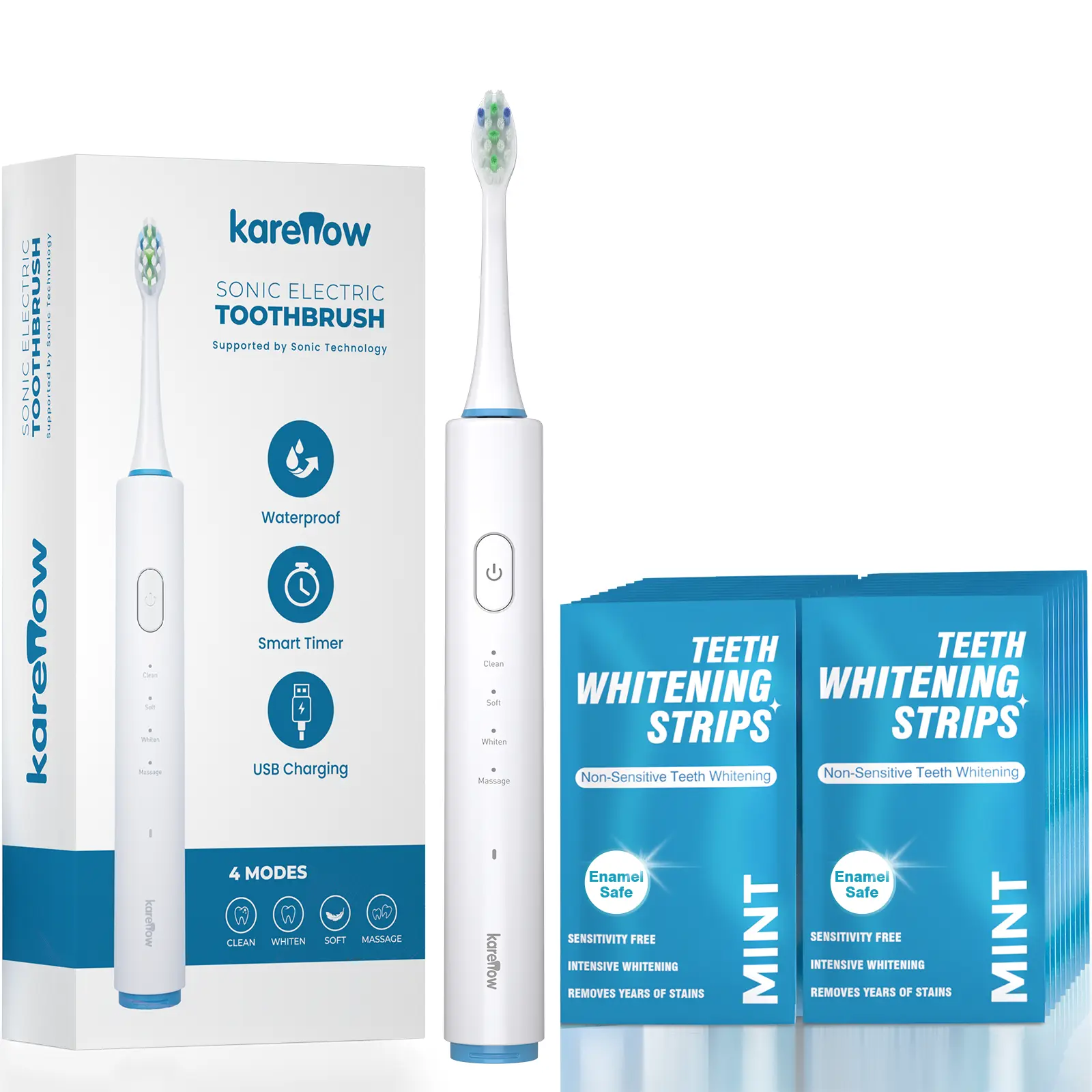 Electric Toothbrush for Adults, Rechargeable Sonic Toothbrush with 180 Days Battery Life, 5 Modes, 48000VPM Motor, Smart Timer, IPX8 Waterproof, 4 Brush Heads and Travel Case