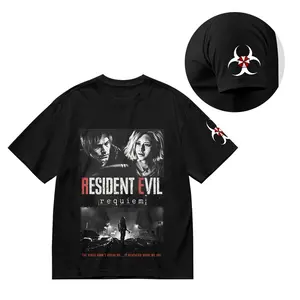 100% Cotton Casual Style T-Shirt Resident Evil Movie Poster Design Summer Wear Gift For Fans