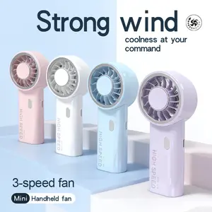 Palm-Sized Rechargeable Quiet Mini Handheld Fan with ABS Shell, Compact Body, 3-Speed Strong Airflow, USB-C Fast Charging, 8-Hour Battery Life, Portable Cooling Household Appliance for Travel, Office