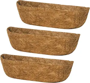 3Pcs 30" Coco Liners for Planters, Pre-Formed Trough Coconut Fiber Liner Replacement for Window Box, Fence Flower Baskets, Garden Flower Pot (30 inch 3PCS)