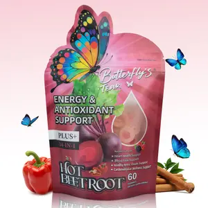 Butterfly’s Tear Hot Beetroot Gummies – Beet Root, Cayenne, Turmeric & Berberine – Cardiovascular, Brain & Energy Boost – 60 Gummies