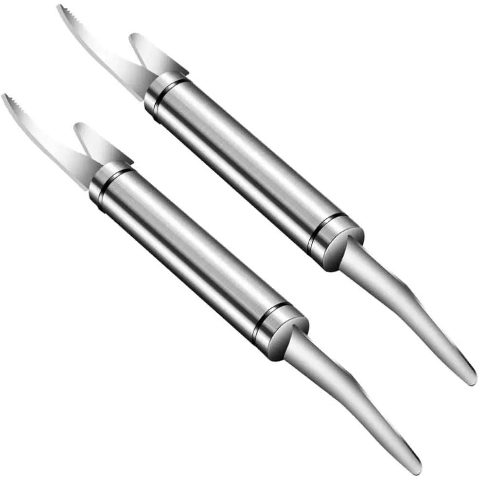 2-PCS Stainless Steel Shrimp Deveiner Kitchen Utensils - Seafood Prep Tools for Intestine Removal, Fish Belly Dissection, Back Opening and Peeling