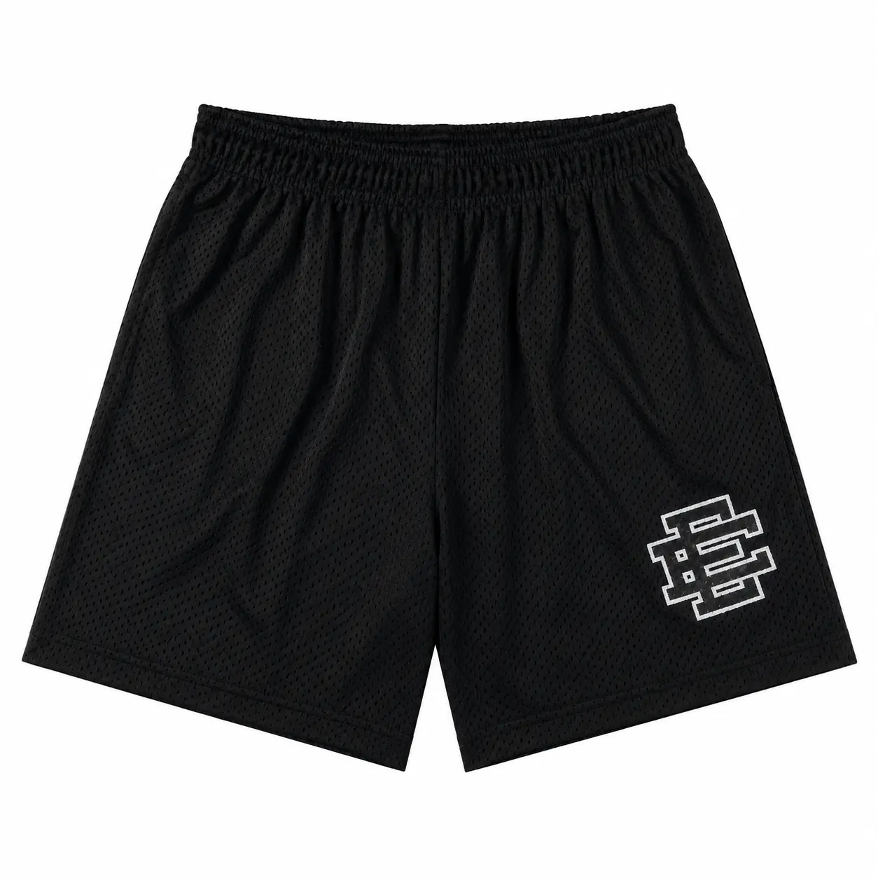 Minimal Mesh  EE Basketball Shorts, Breathable Athletic Gym Shorts, Black Streetwear Sports Shorts, Unisex Casual Activewear