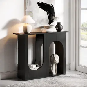 Tribesigns 39.4'' Black Console Table for Living Room, Narrow Sofa Table with Arched Design, Easy Assembly Foyer Furniture