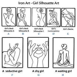 Elegant Iron Art Wall Hanging, Female Body Silhouette Decor, Fashionable Indoor Outdoor Decoration, Valentine Gift Idea, Six Styles Available