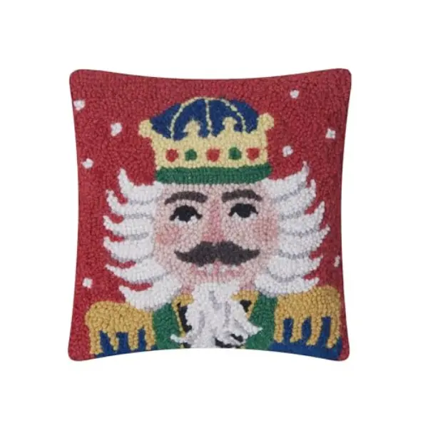 Peking Handicraft 31AV201C10SQ 10x10 in. Holiday Nutcracker Hook Pillow - Polyester Filler, Multi-Color, Home Décor, Artistic & Whimsical Style Artistic Decorative Standard Pillow