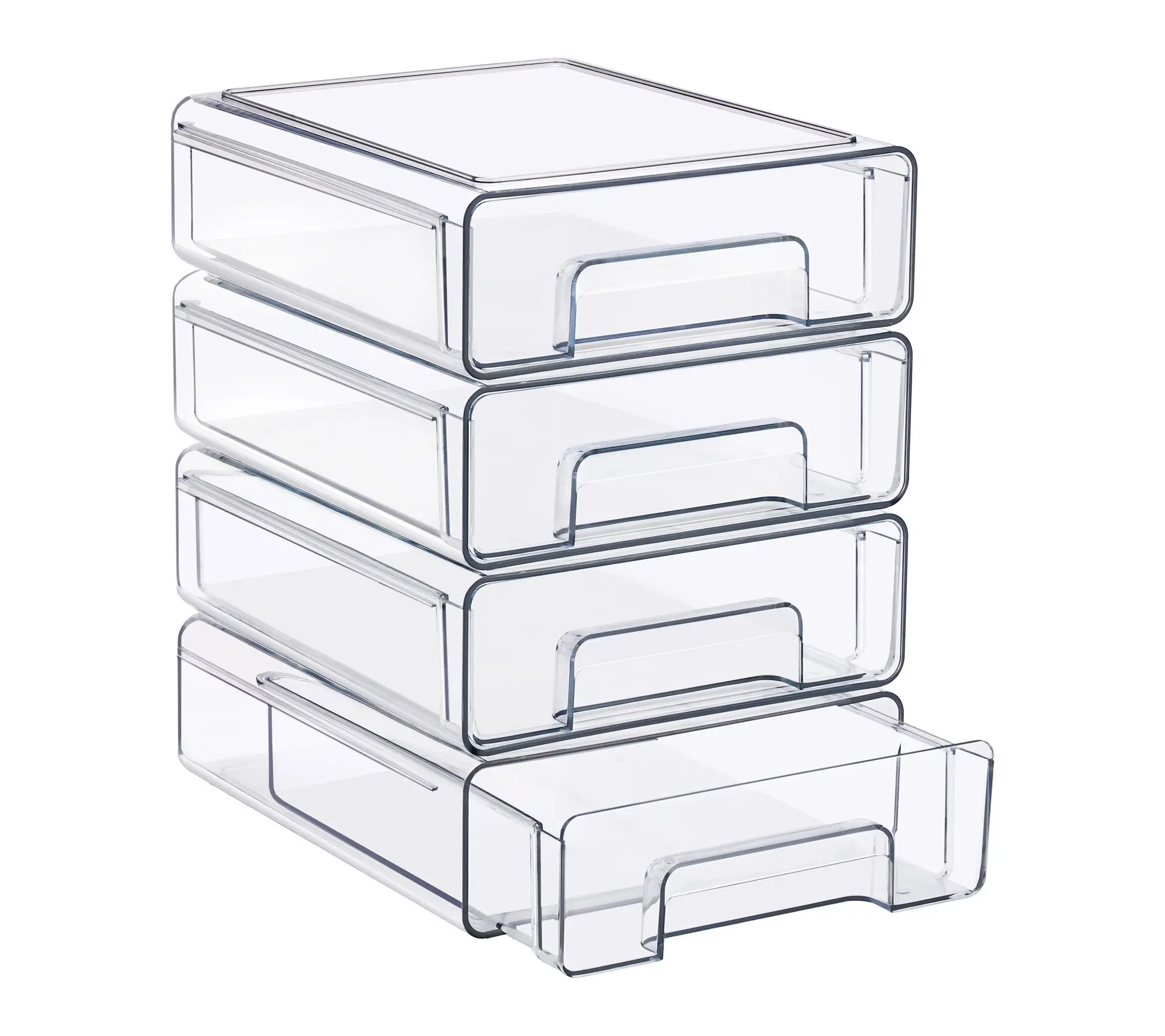Sorbus Clear Stackable Storage Drawers with Handles - Set of 4