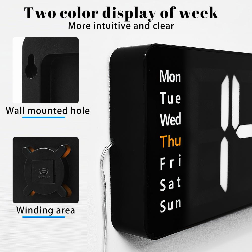 Digital Wall Clock, 13" Large Display Digital Clock with Remote Control, Auto-Dimming Wall Clock with Night Light, DST, Date Week,Temp for Living Room, Bedroom, Decor