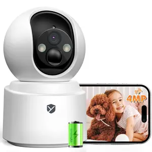 Premium 4K Indoor Security Camera – Wire-Free Protection for Home & Family Monitor Pet Movable Dual-Lens