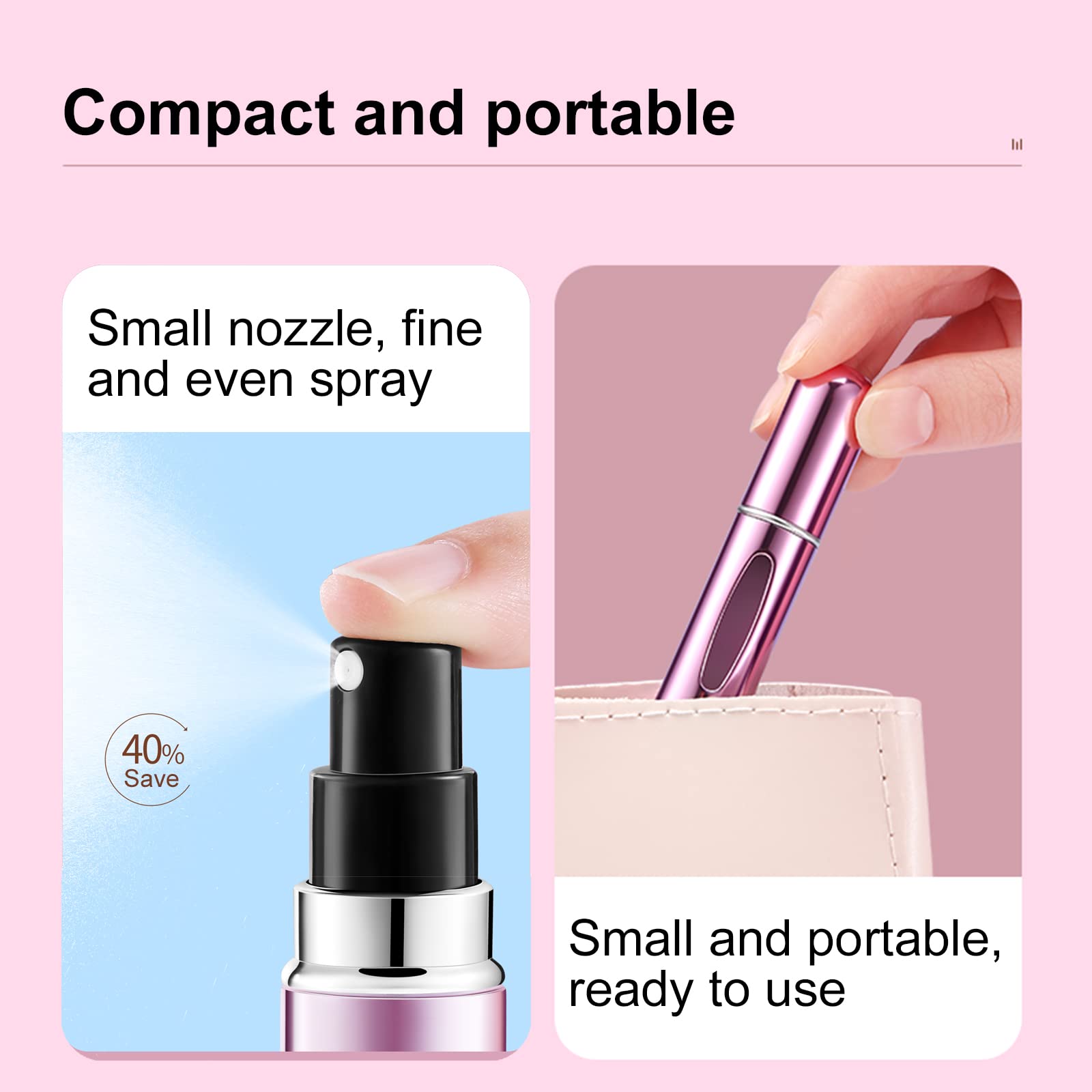 5PCS 5ml Lightweight Compact Perfume Spray Bottle,Portable Mini Pocket Perfume Atomizer for Travel Accessories Tin Canister Organizer Bottle, Reusable Travel Refillable Perfume Bottle, Mini Spray Bottle, Small Pocket Perfume Bottle