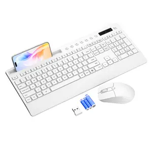 SABLUTE KC782 Wireless Keyboard and Mouse Combo Full-Size Quiet Keyboard with Palm Rest Phone Holder Multimedia Keys Numeric Keypad Batteries Included(non-bluetooth)
