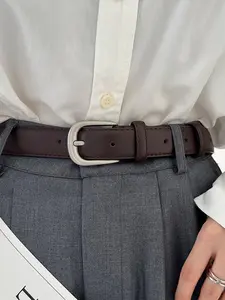 Women's Versatile Leather Belt, Adjustable Waist Belt, Style Decorative Jeans Accessory, High-End Vintage Unique Design, All-Season Wearable, Casual Belt