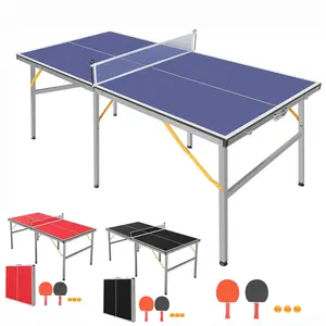 Portable Ping Pong Table 6X3 ft Professional Indoor Outdoor Table Tennis Table with Net, 2 Paddles & 3 Balls  Quick Assembly, Foldable Midsize Design for Adults & Teens