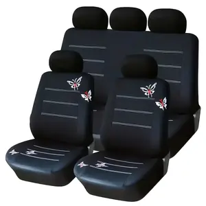 9pcs Embroidered Butterfly Car Seat Covers Set - Easy Clean, Durable Protection for 5-Seater Vehicles, All-Season Polyester, Hand Washable