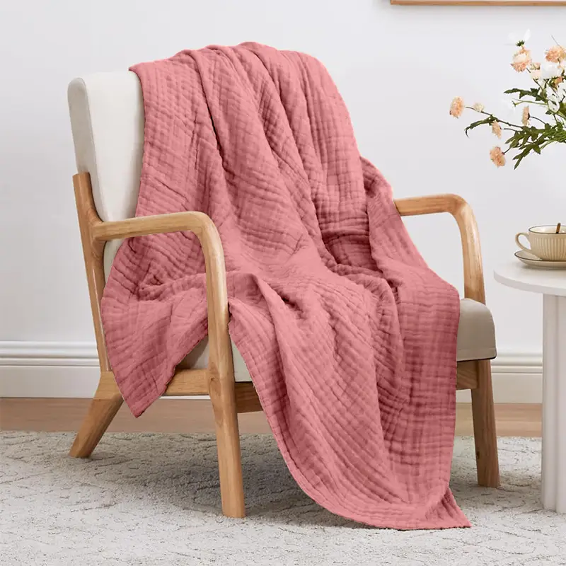 ComfortCrafted Musin Blanket - 100% Cotton Gauze, 6-Layer Lightweight & Breathable, Soft & Gentle on Skin, Classic Textured Design, Machine Washable,