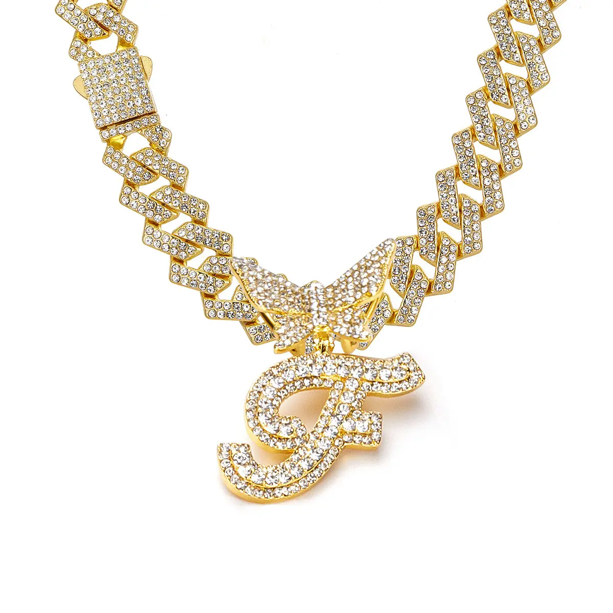 Golden letter necklace F