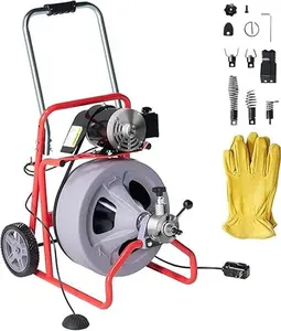 Amerlife Drain Cleaner Machine Auto Feed Sewer Snake Drain Auger with 8 Cutter for 2" to 4" Pipes, Clog Hair Remover Tool for Bathroom Kitchen